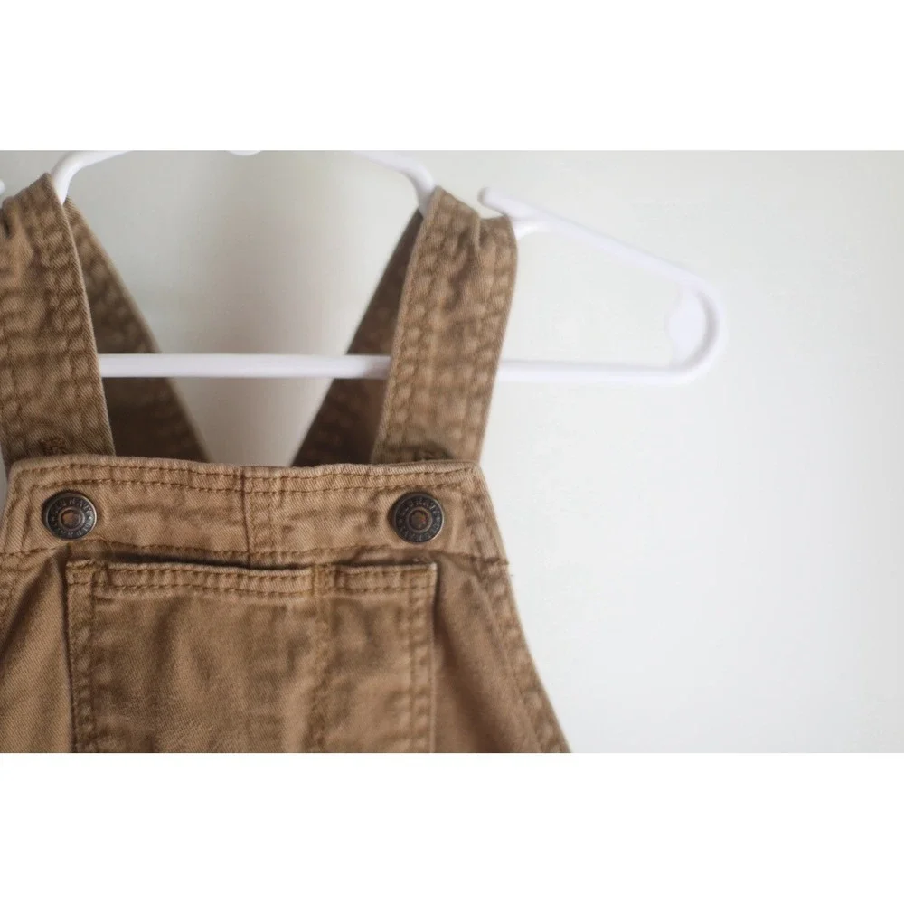 Old Navy Toddler Overalls 12-18M Brown Cotton Bib Pants Unisex Kids Toddler